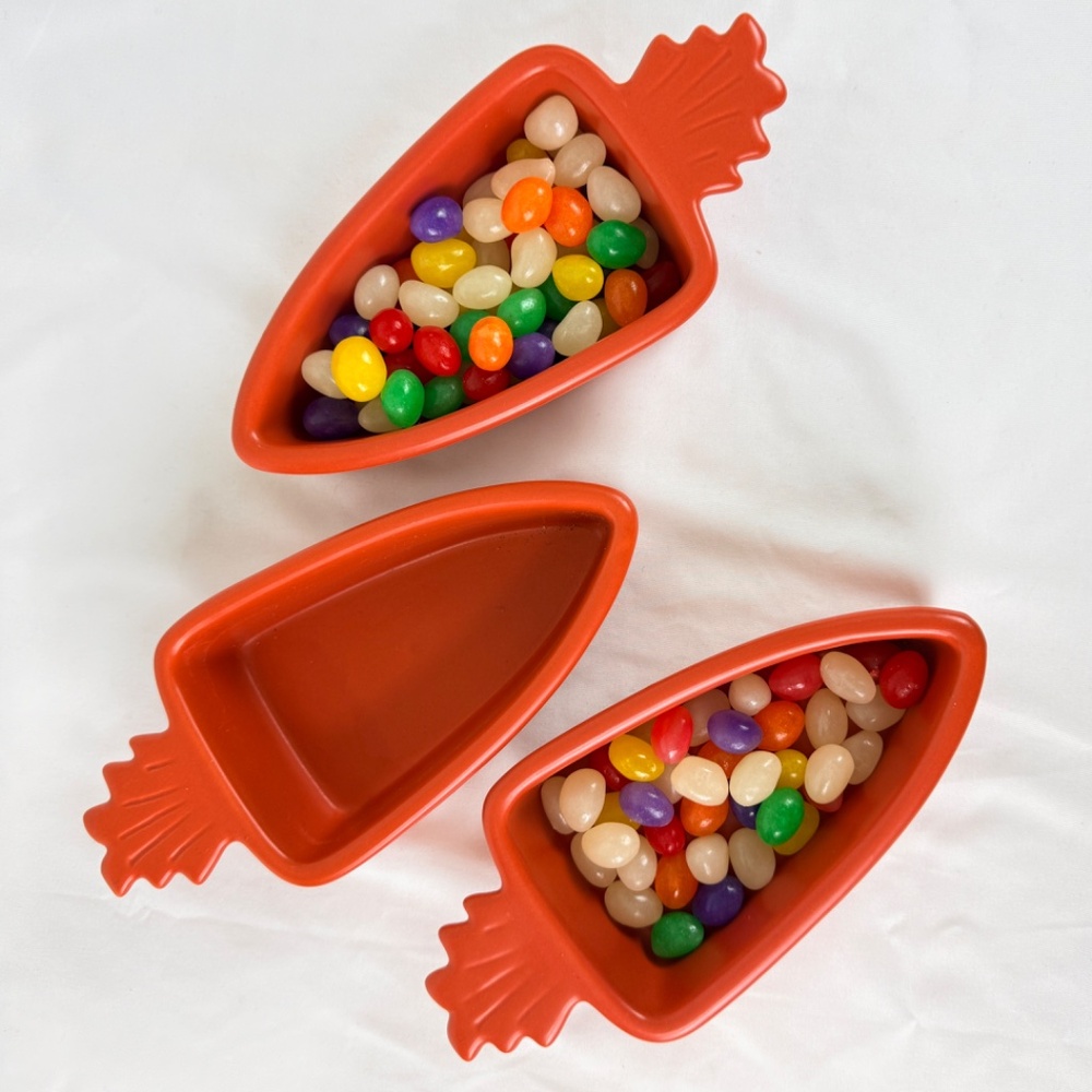3 Easter Chantal Orange Carrot Bowls 8oz Freezer Microwave Oven Dishwasher